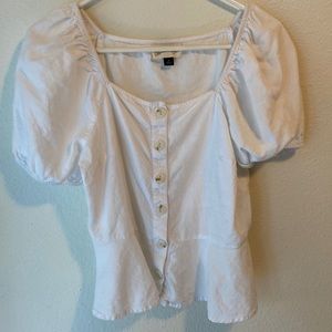 Linen Puff Sleeve Blouse